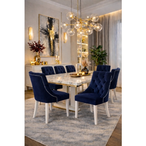 Krzesło Chesterfield PREMIUM KR-21 Tkanina Piano 12 Ciemny granat